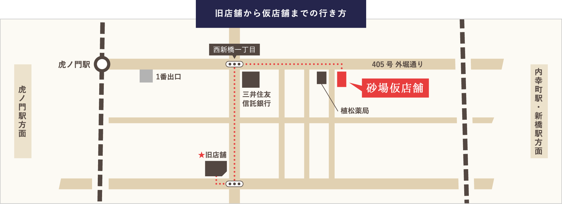 旧店舗から仮店舗までの行き方